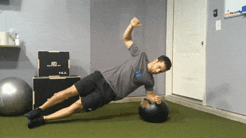Medicine ball Side plank exercise