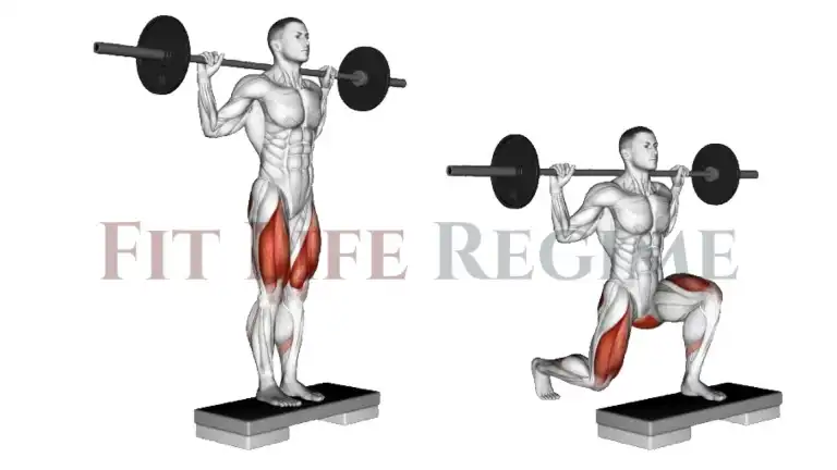 Barbell elevated reverse lunge