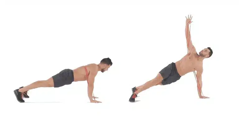 Rotational Push Up With Resistance Band